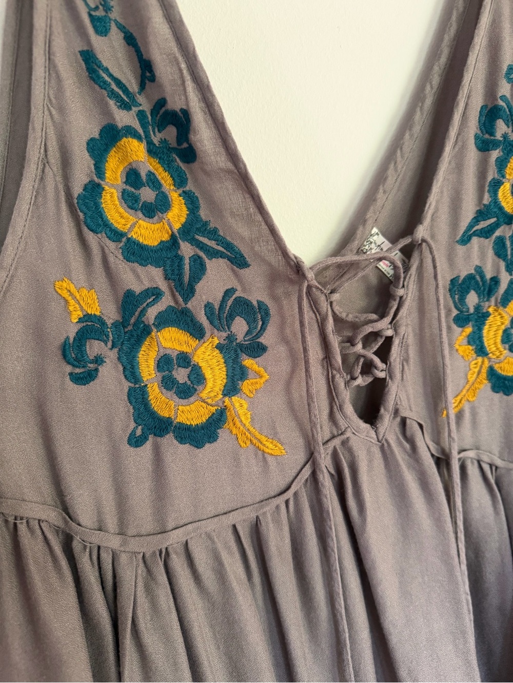 Free People Intimately Embroidered Aida Gray Boho Slip Dress XS - Picture 4 of 6